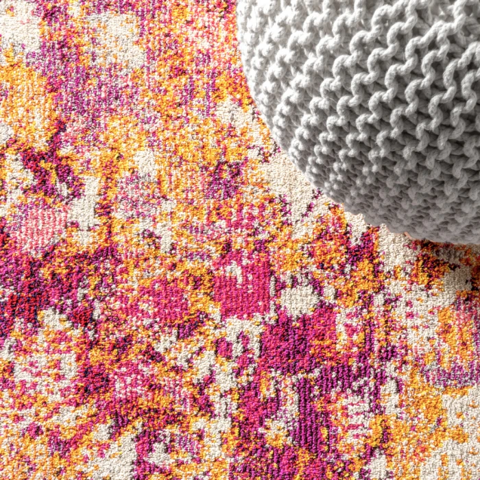Contemporary POP Modern Abstract Pink/Orange 8 ft. x 10 ft. Area Rug