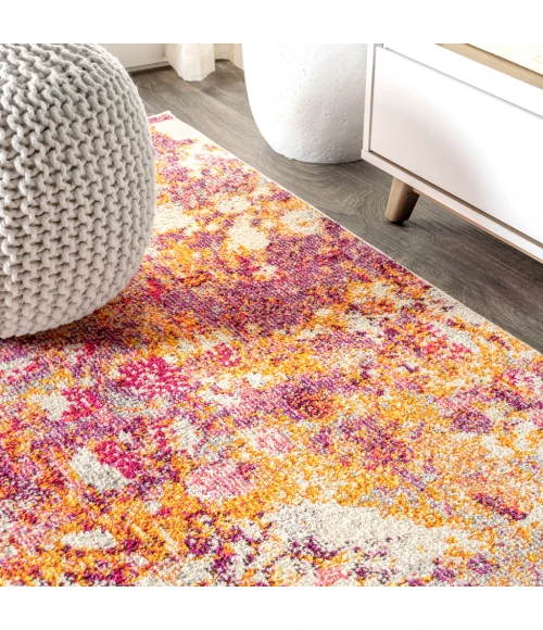 Contemporary POP Modern Abstract Pink/Orange 3 ft. x 5 ft. Area Rug