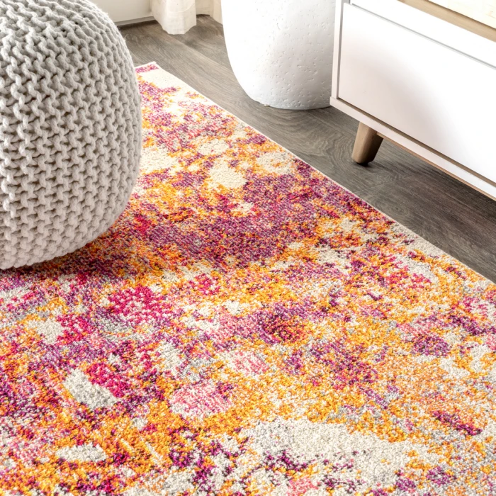 Contemporary POP Modern Abstract Pink/Orange 8 ft. x 10 ft. Area Rug