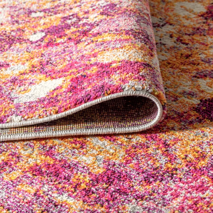 Contemporary POP Modern Abstract Pink/Orange 8 ft. x 10 ft. Area Rug