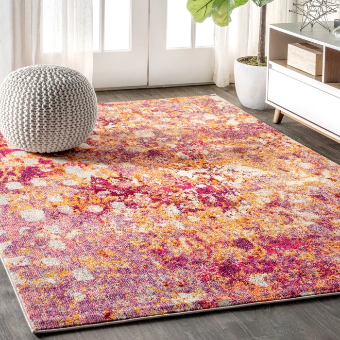 Contemporary POP Modern Abstract Pink/Orange 8 ft. x 10 ft. Area Rug