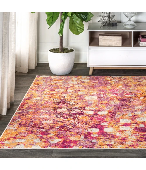 Contemporary POP Modern Abstract Pink/Orange 3 ft. x 5 ft. Area Rug