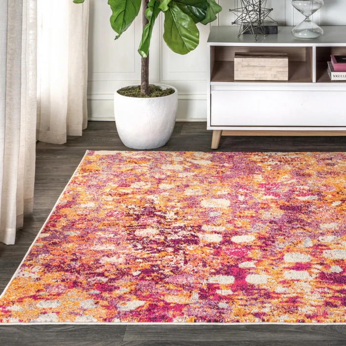Contemporary POP Modern Abstract Pink/Orange 8 ft. x 10 ft. Area Rug