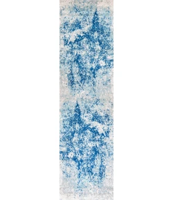 Jonathany Contemporary Pop CTP109B Cream/Blue Area Rug 2 ft. 3 in. X 8 ft. Runner