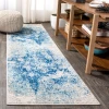 Jonathany Contemporary Pop CTP109B Cream/Blue Area Rug 2 ft. 3 in. X 8 ft. Runner