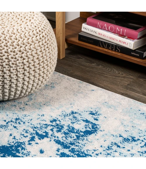 Dune Modern Abstract Cream/Blue 8 ft. x 10 ft. Area Rug