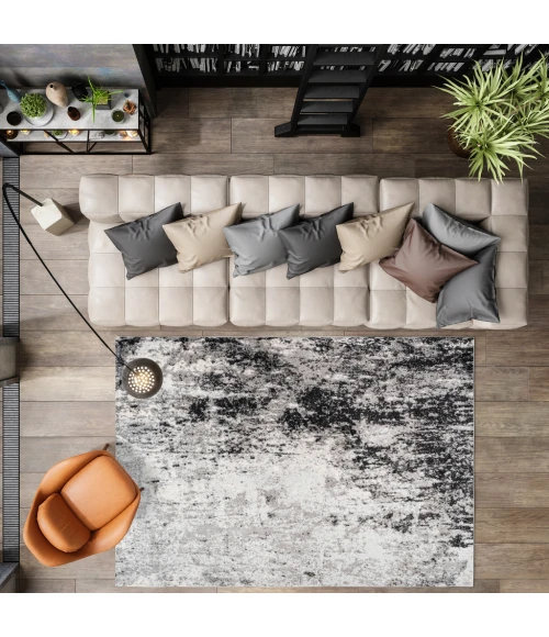 Storm Modern Abstract Gray/Cream 8 ft. x 10 ft. Area Rug