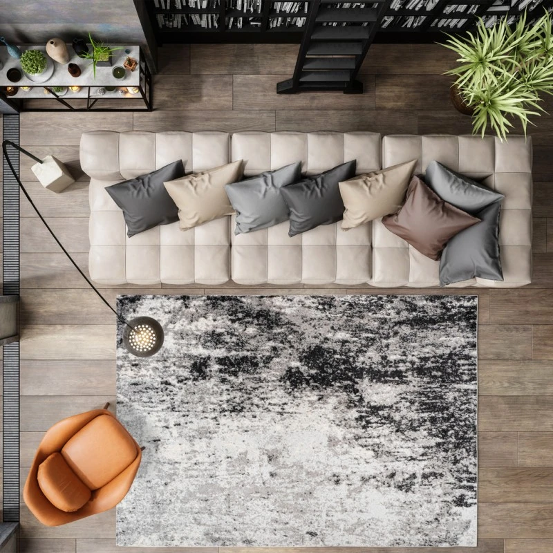 Storm Modern Abstract Gray/Cream 3 ft. x 5 ft. Area Rug
