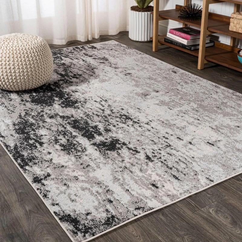 Storm Modern Abstract Gray/Cream 3 ft. x 5 ft. Area Rug