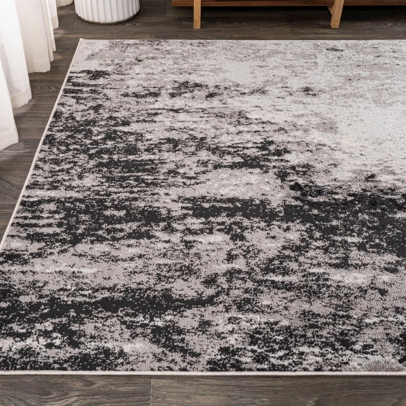 Storm Modern Abstract Gray/Cream 3 ft. x 5 ft. Area Rug