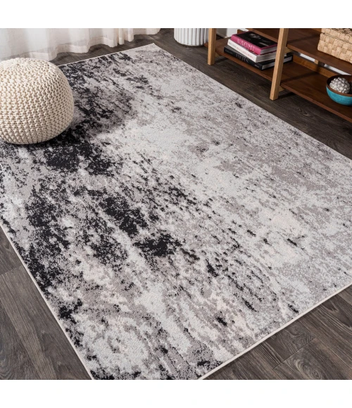 Storm Modern Abstract Gray/Cream 8 ft. x 10 ft. Area Rug