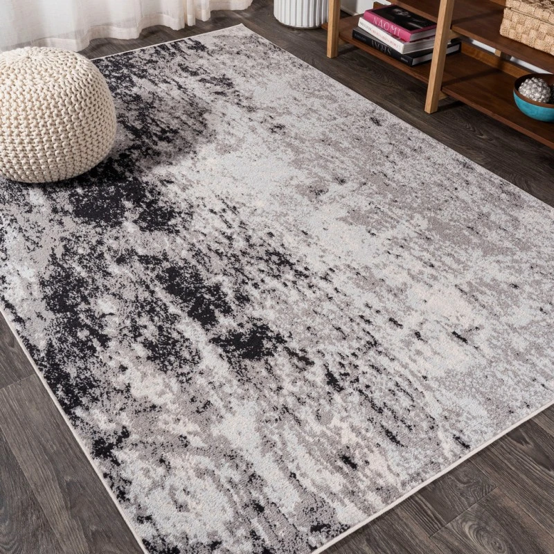 Storm Modern Abstract Gray/Cream 3 ft. x 5 ft. Area Rug