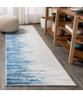 Linear Modern Half-Stripe Blue/Cream 2 ft. x 8 ft. Runner Rug