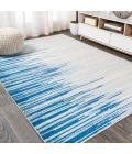 Linear Modern Half-Stripe Blue/Cream 4 ft. x 6 ft. Area Rug