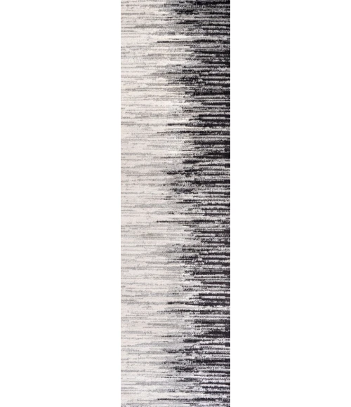 Linear Modern Half-Stripe Gray/Cream 2 ft. x 8 ft. Runner Rug