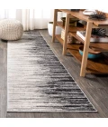 Linear Modern Half-Stripe Gray/Cream 2 ft. x 8 ft. Runner Rug