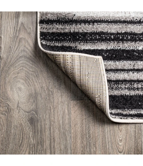 Linear Modern Half-Stripe Gray/Cream 5 ft. x 8 ft. Area Rug