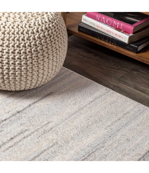 Linear Modern Half-Stripe Gray/Cream 5 ft. x 8 ft. Area Rug