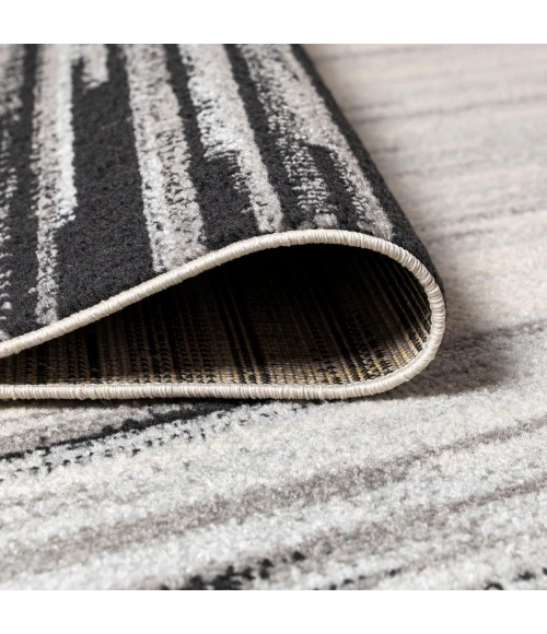 Linear Modern Half-Stripe Gray/Cream 2 ft. x 8 ft. Runner Rug