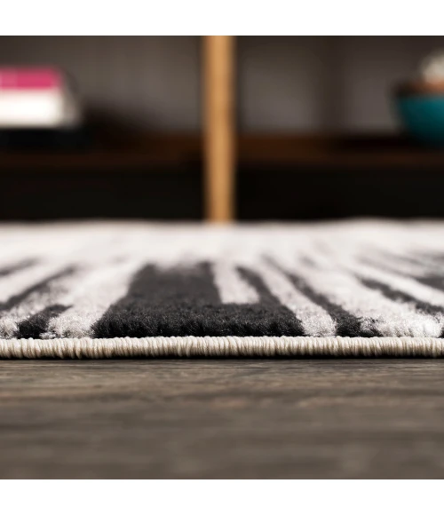 Linear Modern Half-Stripe Gray/Cream 2 ft. x 8 ft. Runner Rug
