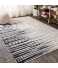 Linear Modern Half-Stripe Gray/Cream 5 ft. x 8 ft. Area Rug