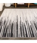 Linear Modern Half-Stripe Gray/Cream 5 ft. x 8 ft. Area Rug