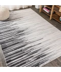 Linear Modern Half-Stripe Gray/Cream 5 ft. x 8 ft. Area Rug
