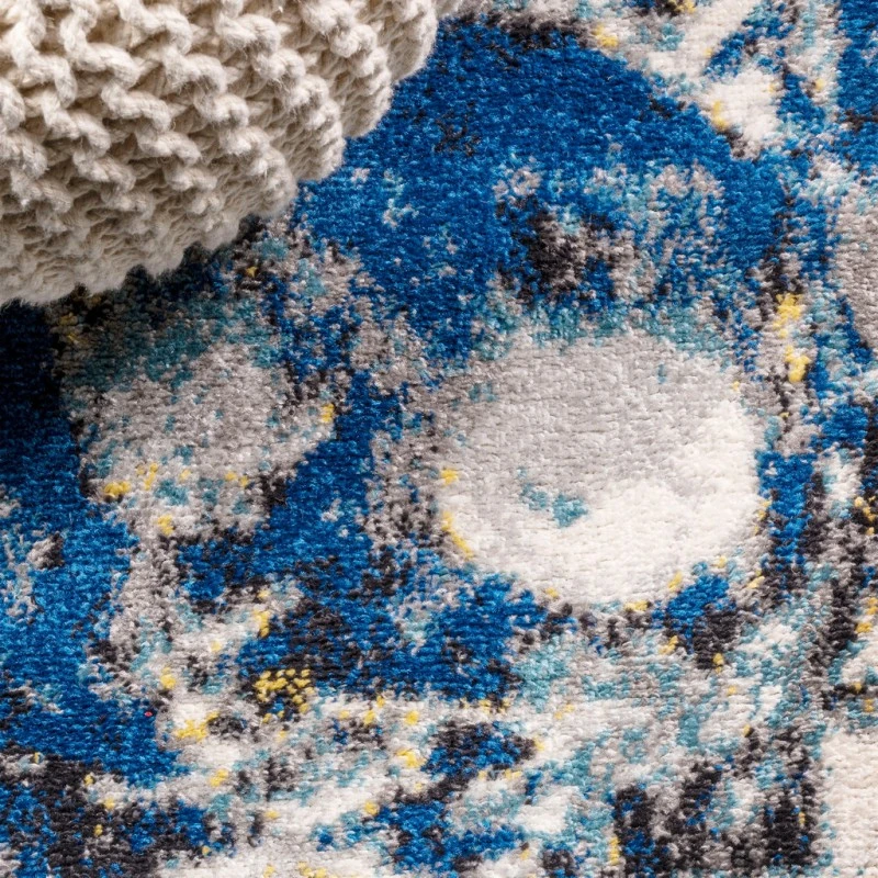 Pebble Marbled Abstract Dark Gray/Blue 2 ft. x 8 ft. Runner Rug
