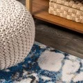 Pebble Marbled Abstract Dark Gray/Blue 2 ft. x 8 ft. Runner Rug