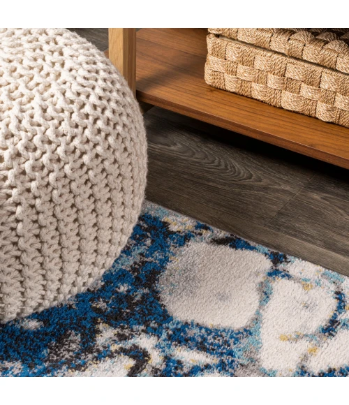 Pebble Marbled Abstract Dark Gray/Blue 5 ft. x 8 ft. Area Rug