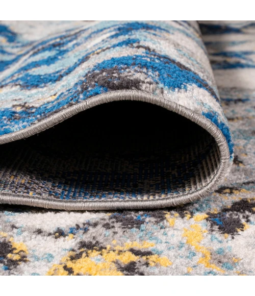 Pebble Marbled Abstract Dark Gray/Blue 5 ft. x 8 ft. Area Rug