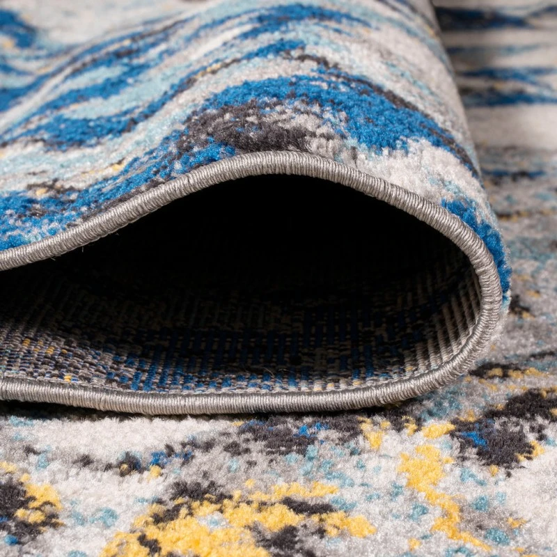 Pebble Marbled Abstract Dark Gray/Blue 2 ft. x 8 ft. Runner Rug