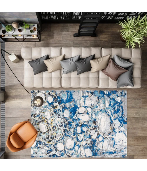 Pebble Marbled Abstract Dark Gray/Blue 5 ft. x 8 ft. Area Rug