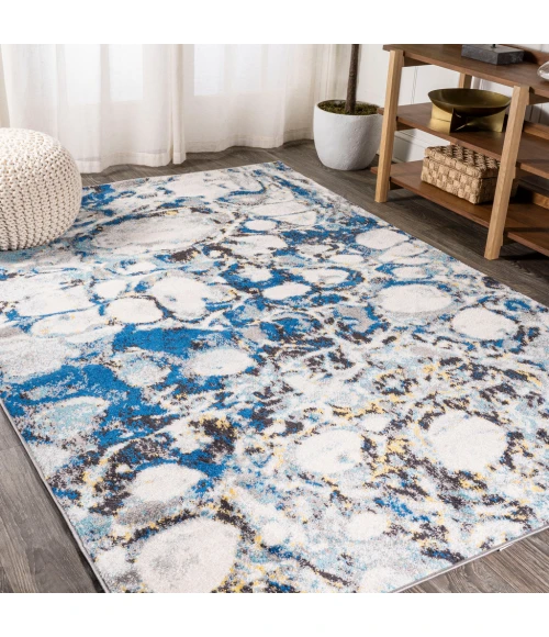 Pebble Marbled Abstract Dark Gray/Blue 5 ft. x 8 ft. Area Rug