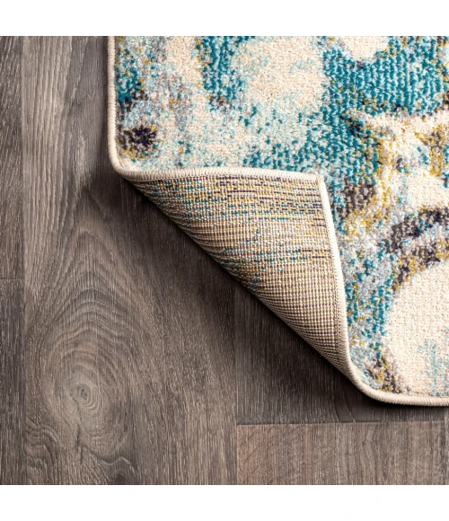 Pebble Marbled Abstract Blue/Beige 5 ft. x 8 ft. Area Rug