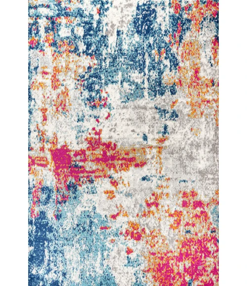 Sunset Modern Abstract Blue/Multi 4 ft. x 6 ft. Area Rug