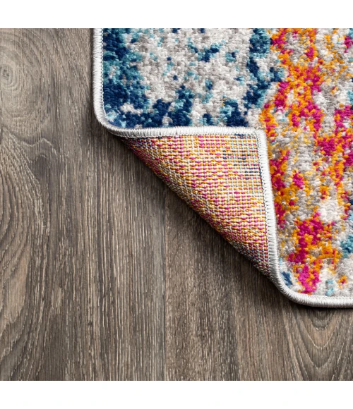 Sunset Modern Abstract Blue/Multi 2 ft. x 8 ft. Runner Rug