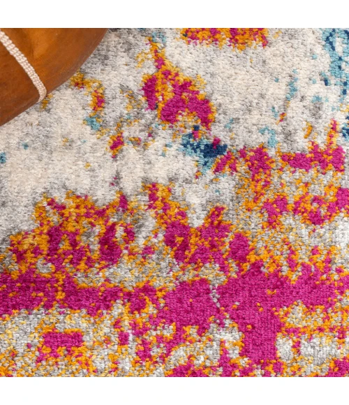 Sunset Modern Abstract Blue/Multi 2 ft. x 8 ft. Runner Rug