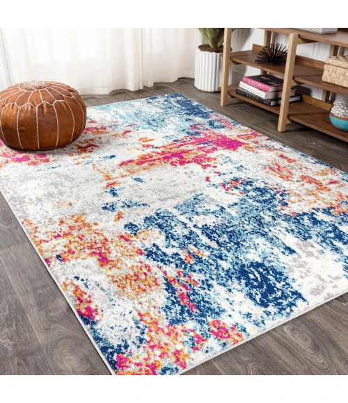 Sunset Modern Abstract Blue/Multi 4 ft. x 6 ft. Area Rug