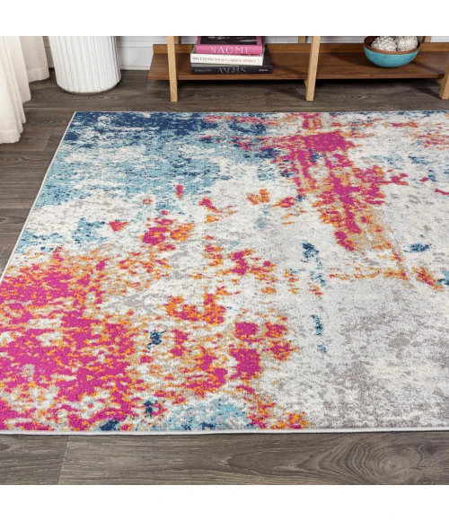 Sunset Modern Abstract Blue/Multi 4 ft. x 6 ft. Area Rug