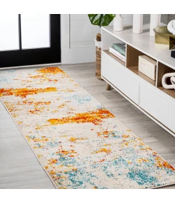 Jonathany Contemporary Pop CTP114B Orange/Multi Area Rug 2 ft. 3 in. X 8 ft. Runner