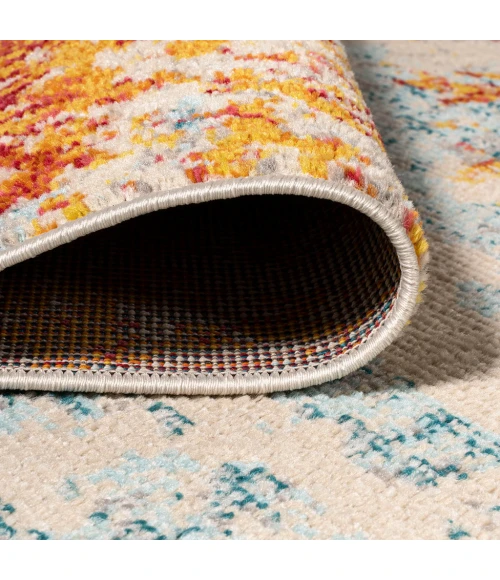 Sunset Modern Abstract Orange/Multi 2 ft. x 8 ft. Runner Rug