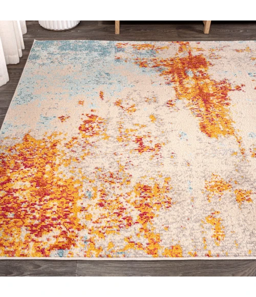 Sunset Modern Abstract Orange/Multi 5 ft. x 8 ft. Area Rug