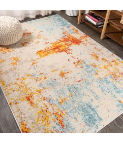 Jonathany Contemporary Pop CTP114B Orange/Multi Area Rug 5 ft. 3 in. X 7 ft. 6 in. Rectangle