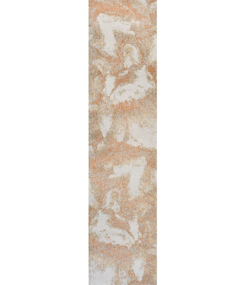 Petalo Abstract Two-Tone Modern Orange/Beige/Cream 2 ft. x 8 ft. Runner Rug