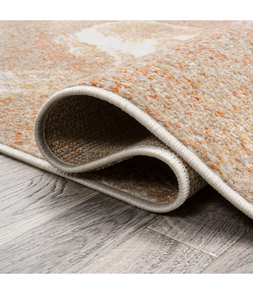 Petalo Abstract Two-Tone Modern Orange/Beige/Cream 2 ft. x 8 ft. Runner Rug