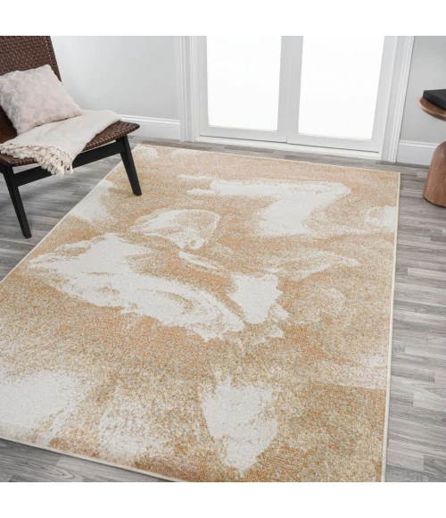 Petalo Abstract Two-Tone Modern Orange/Beige/Cream 3 ft. x 5 ft. Area Rug