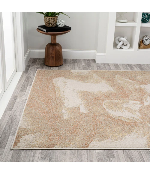 Petalo Abstract Two-Tone Modern Orange/Beige/Cream 3 ft. x 5 ft. Area Rug