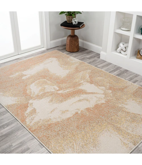 Petalo Abstract Two-Tone Modern Orange/Beige/Cream 3 ft. x 5 ft. Area Rug
