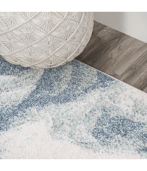 Petalo Abstract Two-Tone Modern Blue/Cream 3 ft. x 5 ft. Area Rug